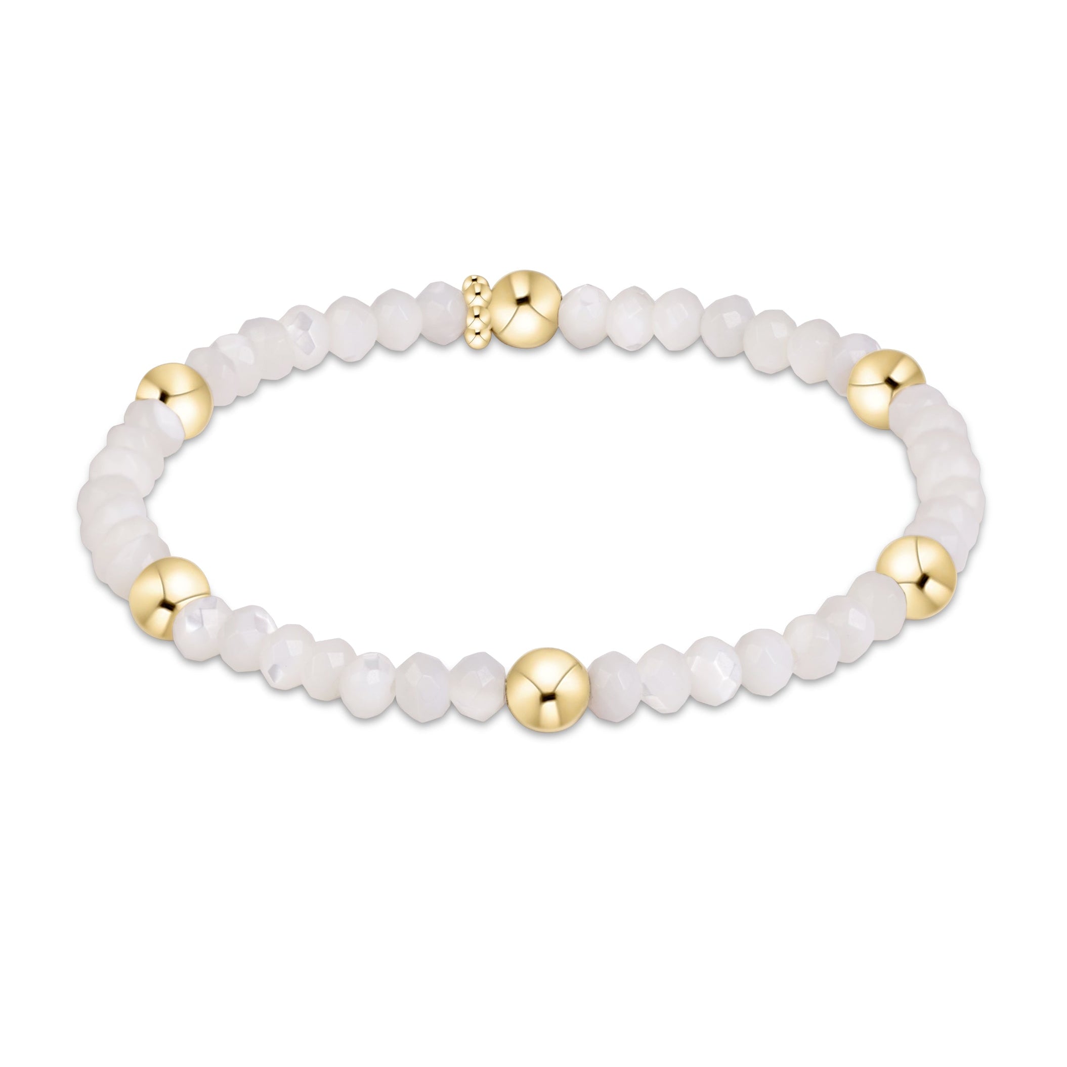 Mother of Pearl enewton presence gemstone 4mm bracelet featuring colorful gemstone beads and gold-filled accents available at Be Charmed