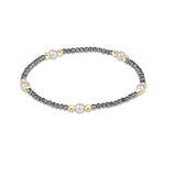 Silver faceted hematite enewton Purpose Pearl 4mm bracelet featuring gold-filled beads and freshwater pearls available at Be Charmed