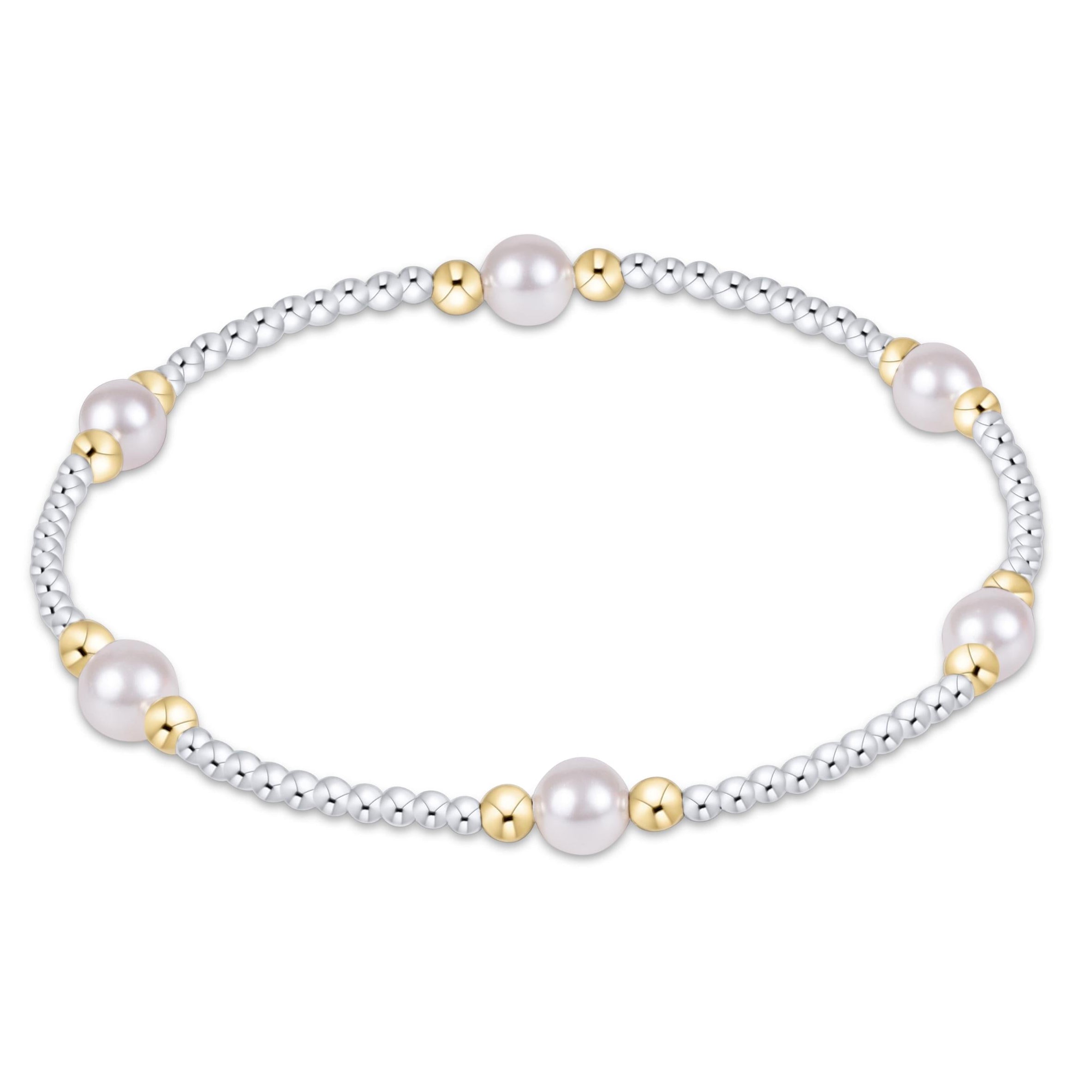 enewton Purpose Pearl 5mm Mixed Metal Bracelet featuring mixed metal beads and white pearls available at Be Charmed