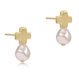 enewton - Signature Cross Gold Stud Classic Pearl available at Be Charmed