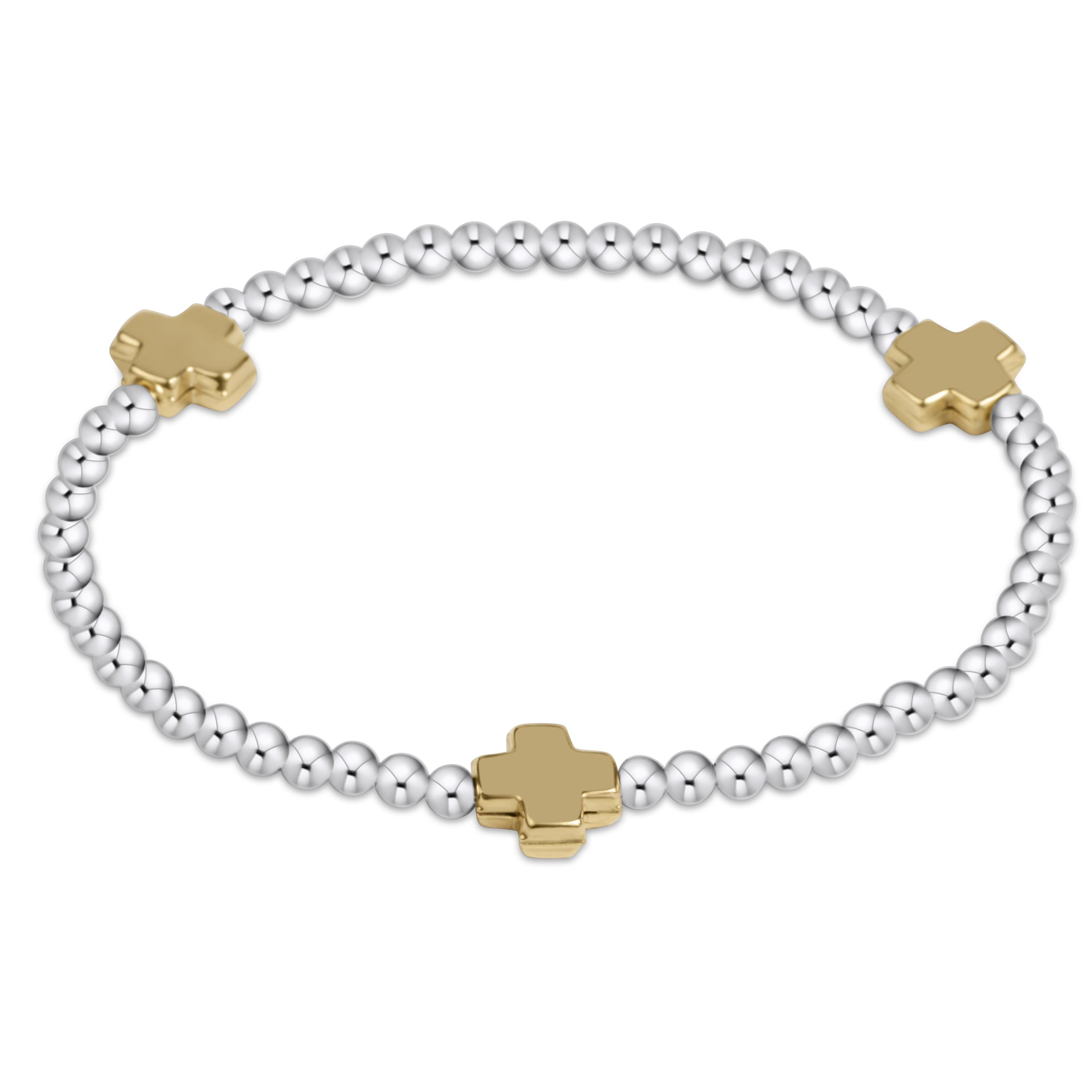 enewton - Signature Cross Mixed Metal 3 mm Bracelet - Gold available at Be Charmed