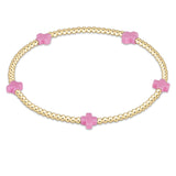 enewton - Bright Pink Signature Cross Small 2 mm Gold Bracelet available at Be Charmed