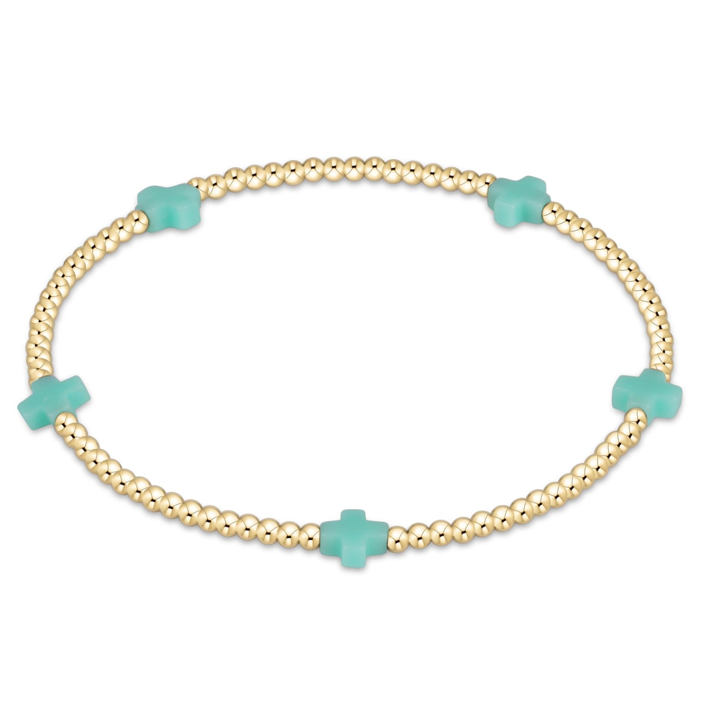 enewton - Mint Signature Cross Small 2 mm Gold Bracelet available at Be Charmed
