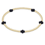 enewton Signature Cross Small 2mm Gold Bracelet in Navy available at Be Charmed