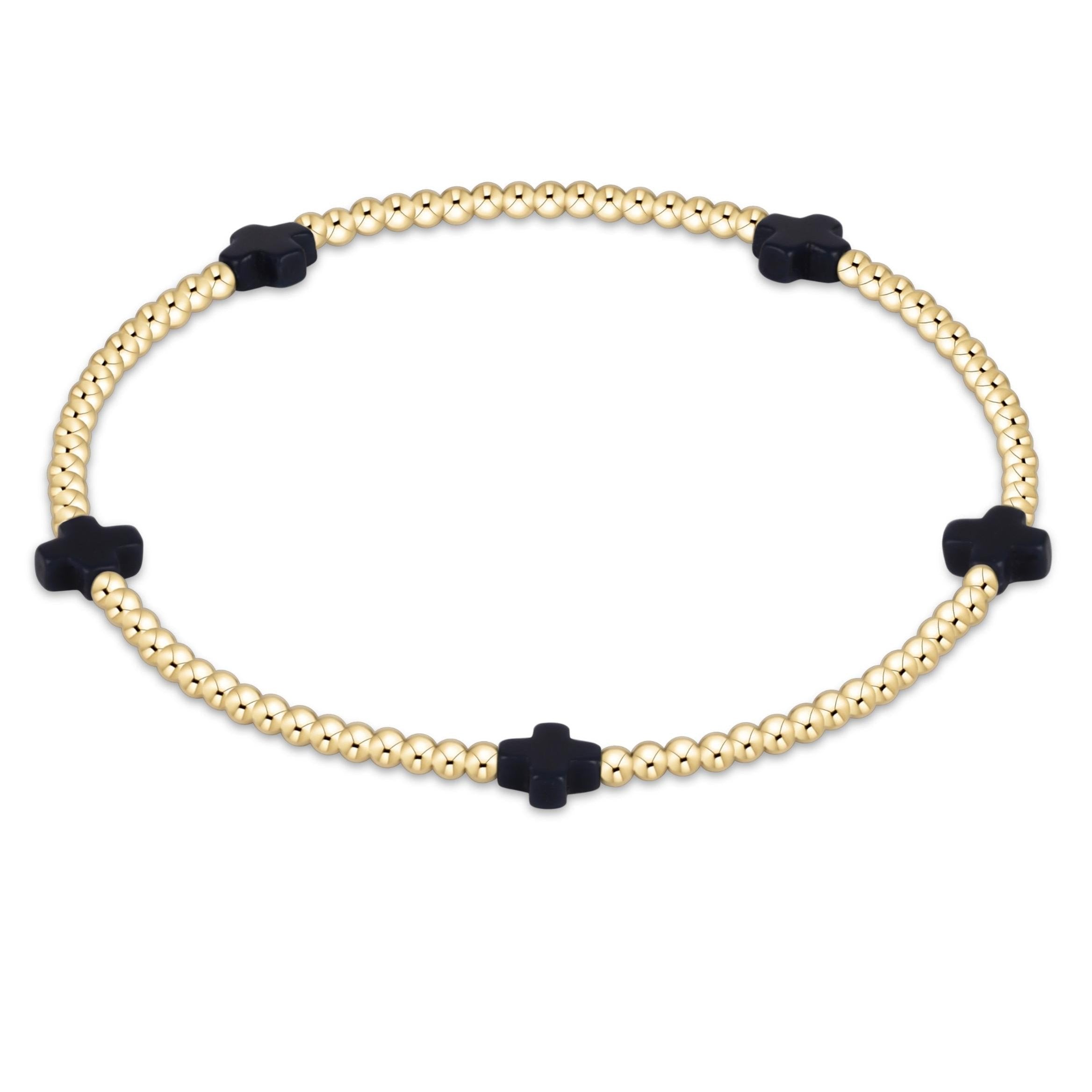 enewton - Navy Signature Cross Small 2 mm Gold Bracelet available at Be Charmed