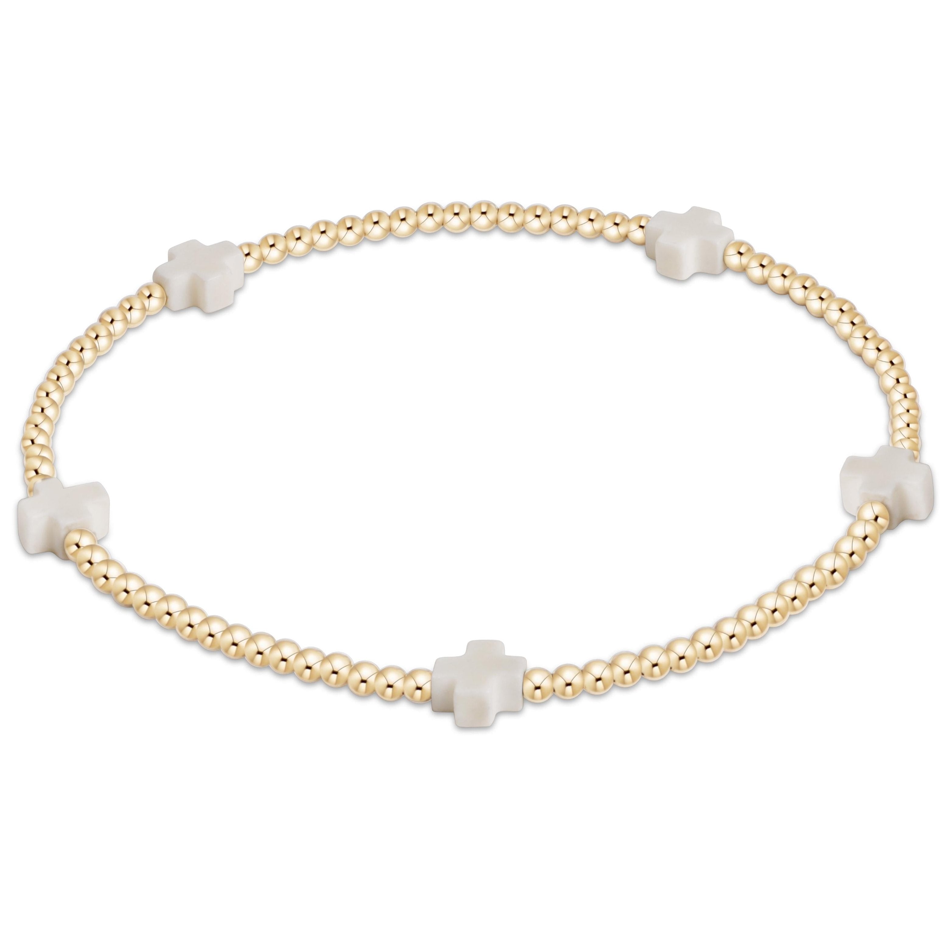 enewton - Off White Signature Cross Small 2 mm Gold Bracelet available at Be Charmed