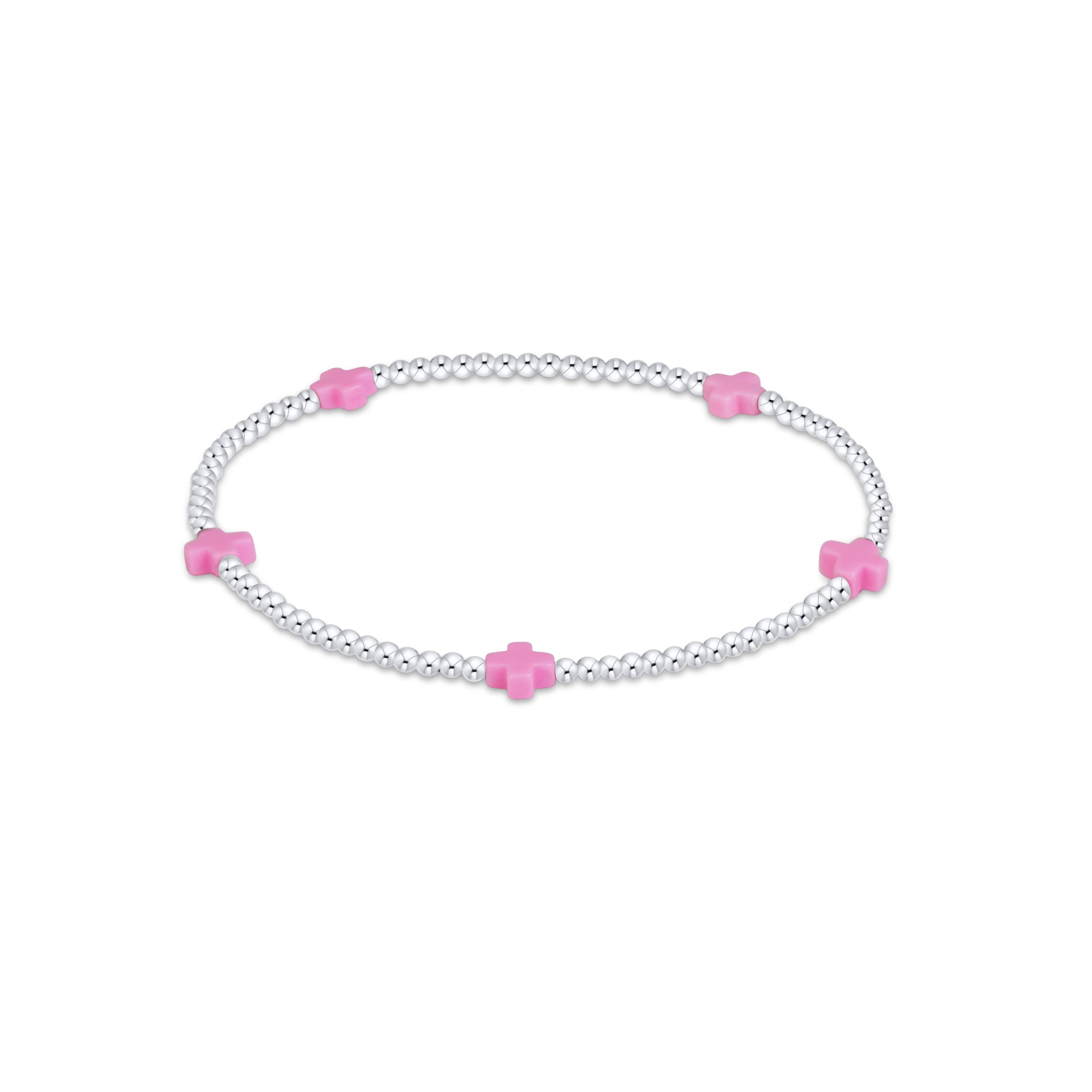 enewton - Signature Cross Small 2mm Sterling Bracelet in bright pink available at Be Charmed