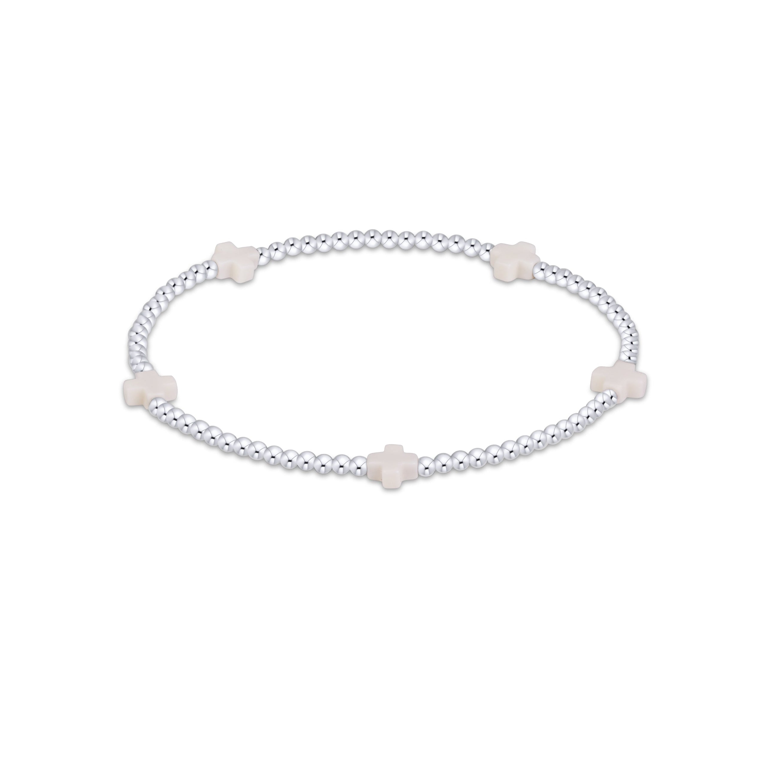 enewton - Signature Cross Small 2mm Sterling Bracelet in off white available at Be Charmed