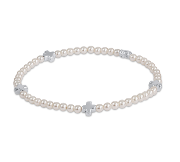 enewton - Signature Cross Small 3mm Pearl Bracelet - Sterling available at Be Charmed 