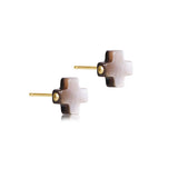 enewton Signature Cross Stud - Mother of Pearl - Black Tahitian featuring mother of pearl and black stone cross earrings available at Be Charmed