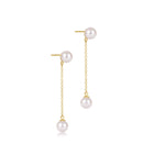 enewton Simplicity Chain Gold Drop Earrings featuring a polished gold chain and 6mm pearl drop available at Be Charmed