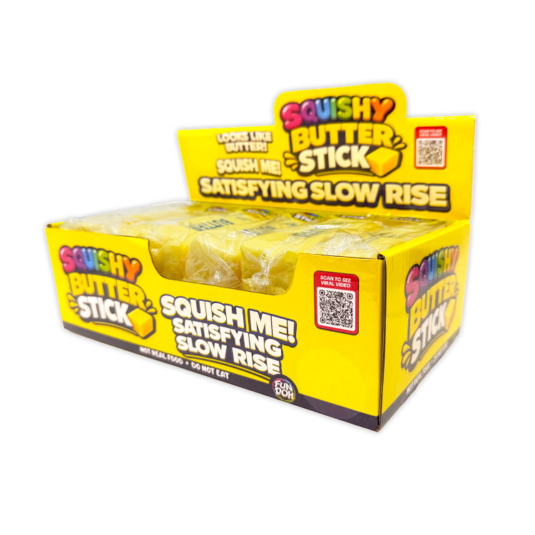 Box of Squishy Butter Stick on a white background. Available at Be Charmed
