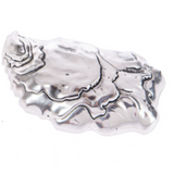 Back side of Ganz The World Is Your Oyster charm, polished metal oyster shell pocket token available at Be Charmed