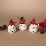 Gerson - 3.94" Resin Holiday Cardinal on Snowman Head - Assorted available at Be Charmed