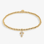 A Littles & Co A Little Blessing gold bracelet featuring a delicate gold charm on a beaded band, available at Be Charmed