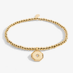 A Littles & Co First My Sister Forever My Friend gold bracelet featuring a delicate gold charm on a beaded band, available at Be Charmed