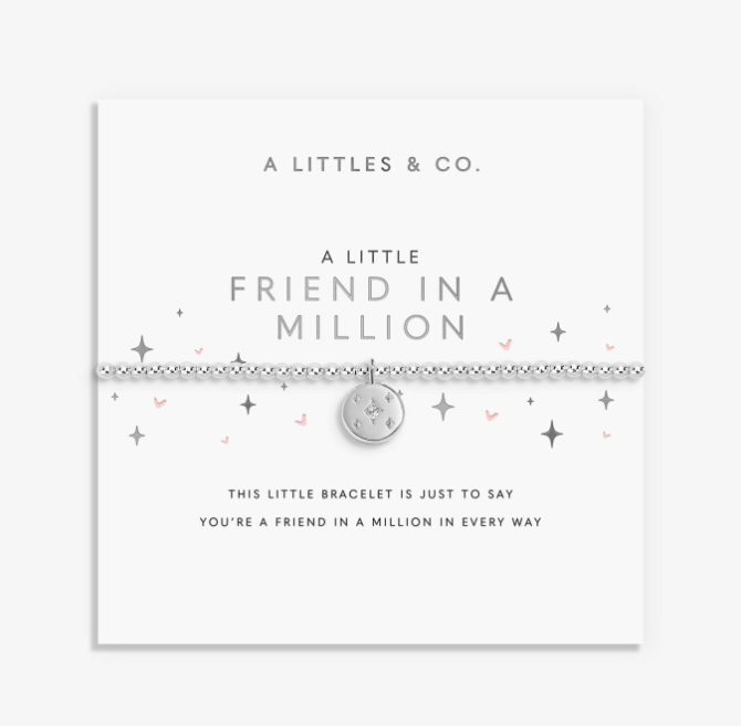 A Littles & Co Friend In A Million silver bracelet featuring a delicate beaded design and charm, available at Be Charmed