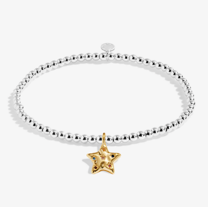 A Littles & Co Some Call It Chaos We Call It Family silver and gold bracelet featuring a mixed-metal charm on a beaded band, available at Be Charmed