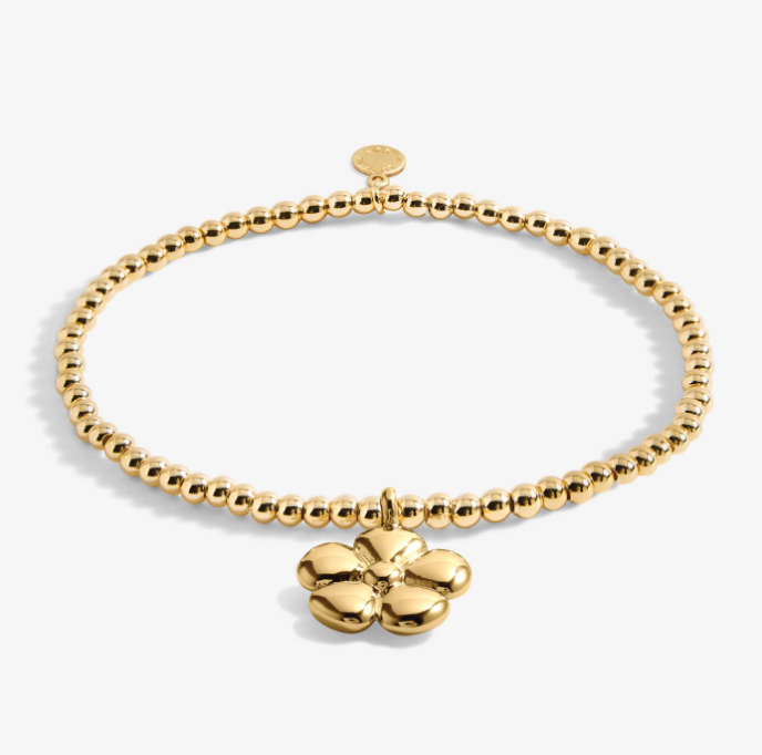 A Littles & Co Wonderful Grandma gold bracelet featuring a delicate gold charm on a beaded band, available at Be Charmed