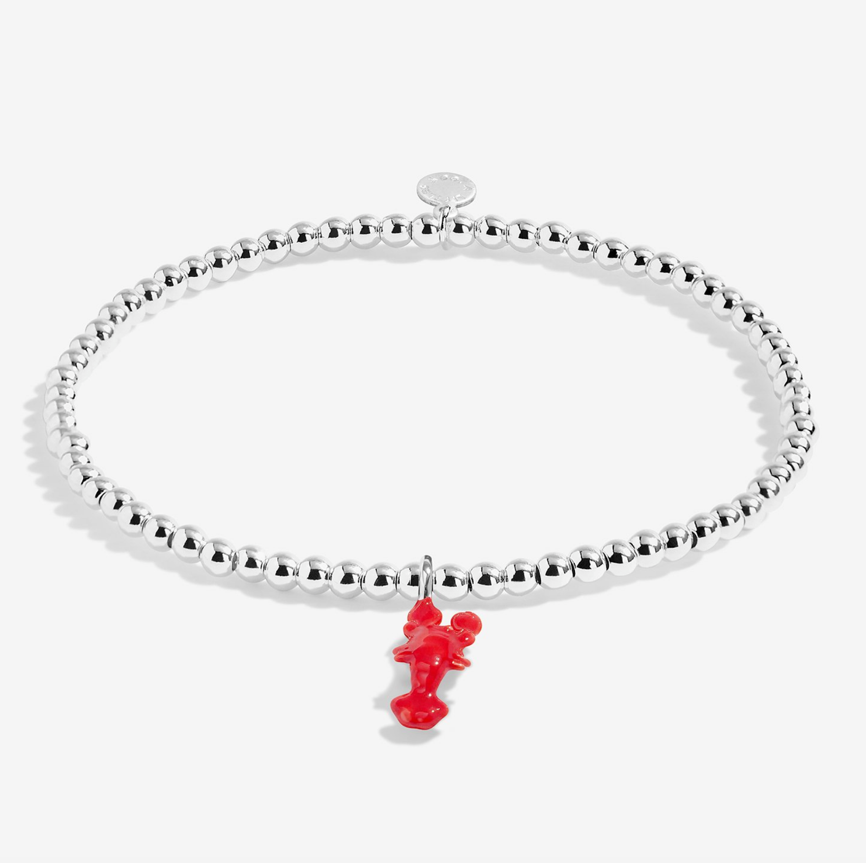 A Littles & Co You're My Lobster silver bracelet featuring a lobster charm on a beaded band, available at Be Charmed