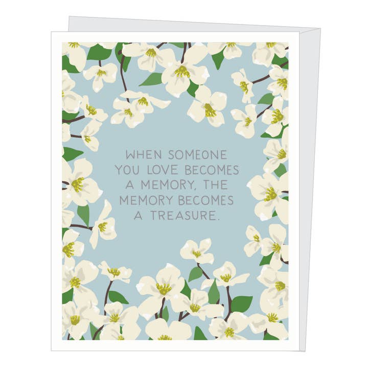 Apartment 2 Treasured Memory sympathy card featuring a delicate botanical illustration and comforting typography, available at Be Charmed