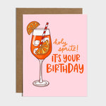 Brittany Paige birthday card featuring a graphic illustration of an Aperol Spritz cocktail and birthday greeting, available at Be Charmed