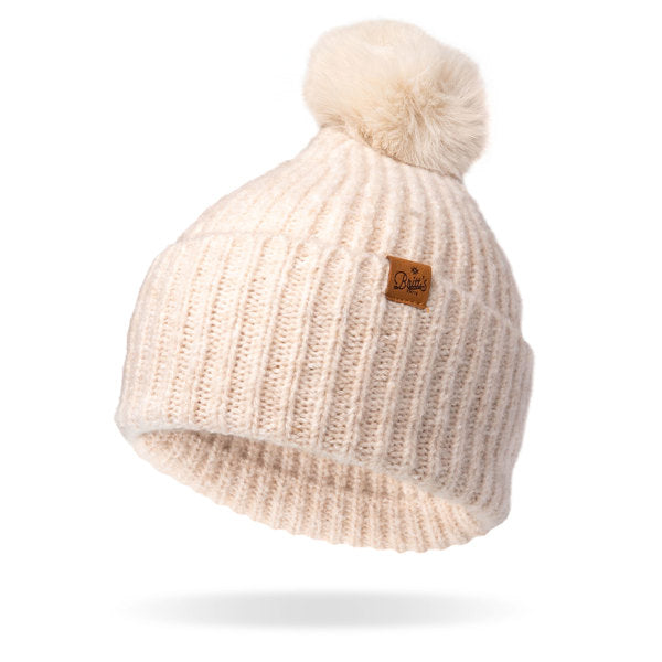 Cream Britt's Knits Kindred Pom Hat featuring a cozy knit winter beanie with a playful pom, available at Be Charmed