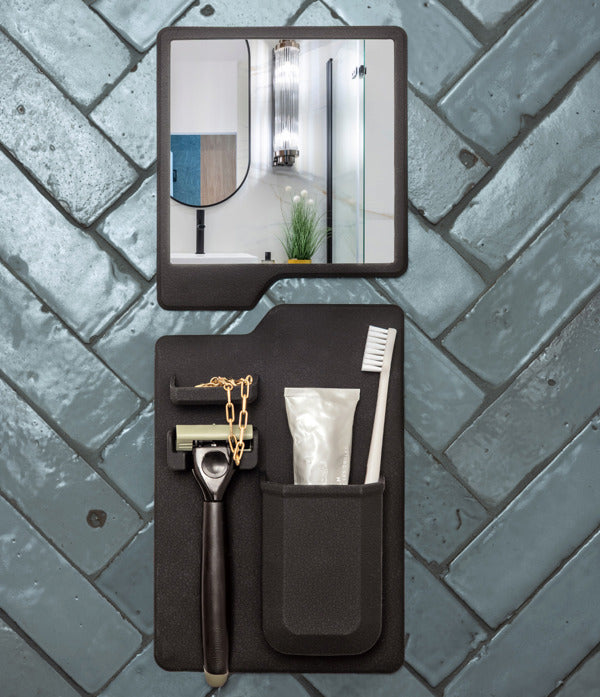 Brodeo Drive Beardless Leader Fogless Shaving Mirror featuring a clear fog-free bathroom shaving mirror, available at Be Charmed