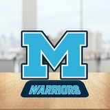 Color Shock Medfield M With Warriors desk figurine featuring team logo and school colors, available at Be Charmed