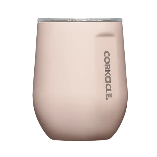 Corkcicle 12 oz Stemless stainless steel insulated tumbler in gloss chocolate, available at Be Charmed