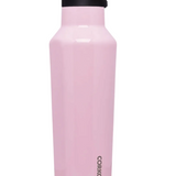Rose Quartz Corkcicle 20 oz Sport Canteen stainless steel water bottle with straw cap, available at Be Charmed