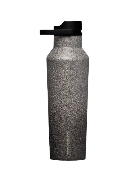 Steel Shadow Corkcicle 20 oz Sport Canteen stainless steel water bottle with straw cap, available at Be Charmed
