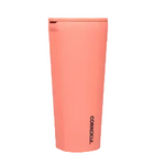 Neon Lights Coral Corkcicle 24 oz Tumbler stainless steel insulated travel cup with straw lid, available at Be Charmed