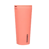 Neon Lights Coral Corkcicle 24 oz Tumbler stainless steel insulated travel cup with straw lid, available at Be Charmed