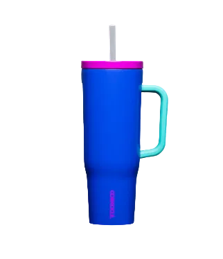 80's WIndbreaker Corkcicle 40 oz Cruiser stainless steel insulated travel mug with handle, available at Be Charmed