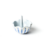 Coton Colors Iris Blue Burst Ruffle Ring Dish featuring a ruffled ceramic design in vibrant blue shades, available at Be Charmed