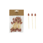 Finch + Fennel bamboo single use picks with gingerbread man set of 50 featuring festive holiday cocktail picks, available at Be Charmed