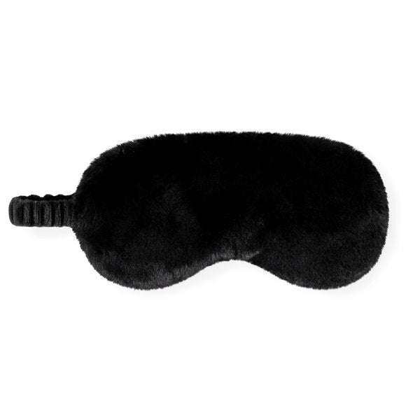 Black Hello Mello Cuddlers Heated Eye Mask featuring a soft heated eye mask for relaxation, available at Be Charmed