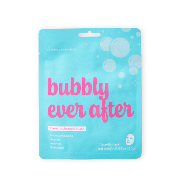 Lemon Lavender Bubble Ever After Cleansing Mask featuring a bubbling facial cleanser jar, available at Be Charmed