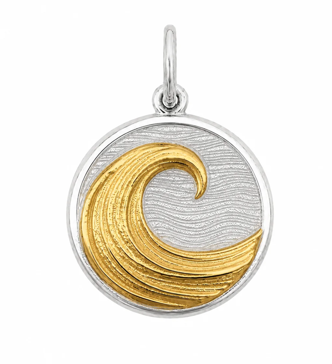 Lola wave pendant in mixed metal alpine white; available at Be Charmed