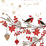 Pictura Merry Christmas to You Both Christmas Card featuring festive holiday birds, available at Be Charmed