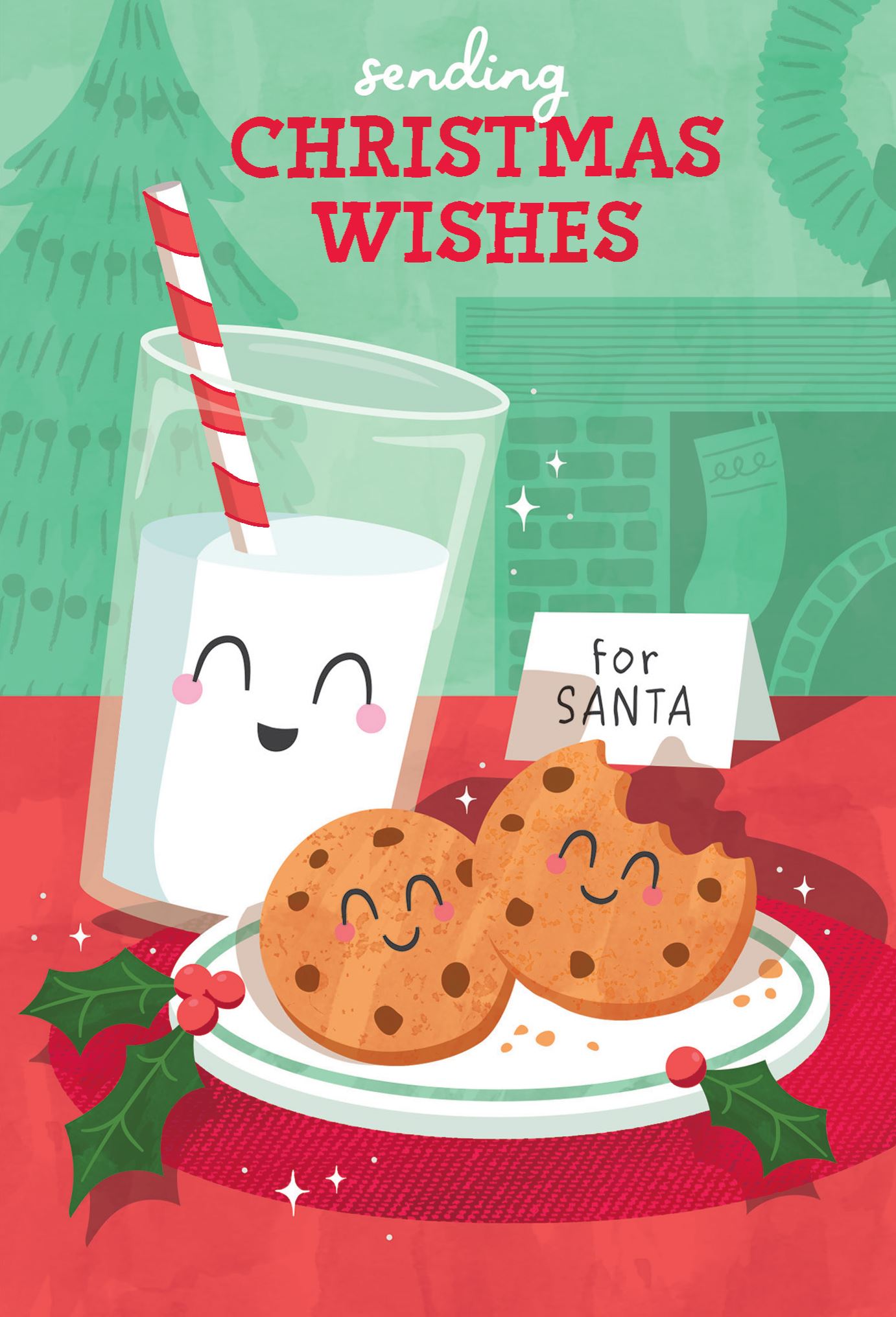 Pictura Sending Christmas Wishes Christmas card featuring a festive holiday greeting illustration, available at Be Charmed