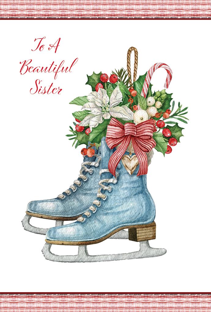 Pictura Christmas Card - To a Beautiful Sister featuring a festive holiday greeting card design, available at Be Charmed