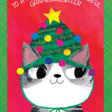 Pictura Christmas Card - To a Purr-fectly Wonderful Granddaughter featuring a festive holiday greeting card design with a cute cat, available at Be Charmed