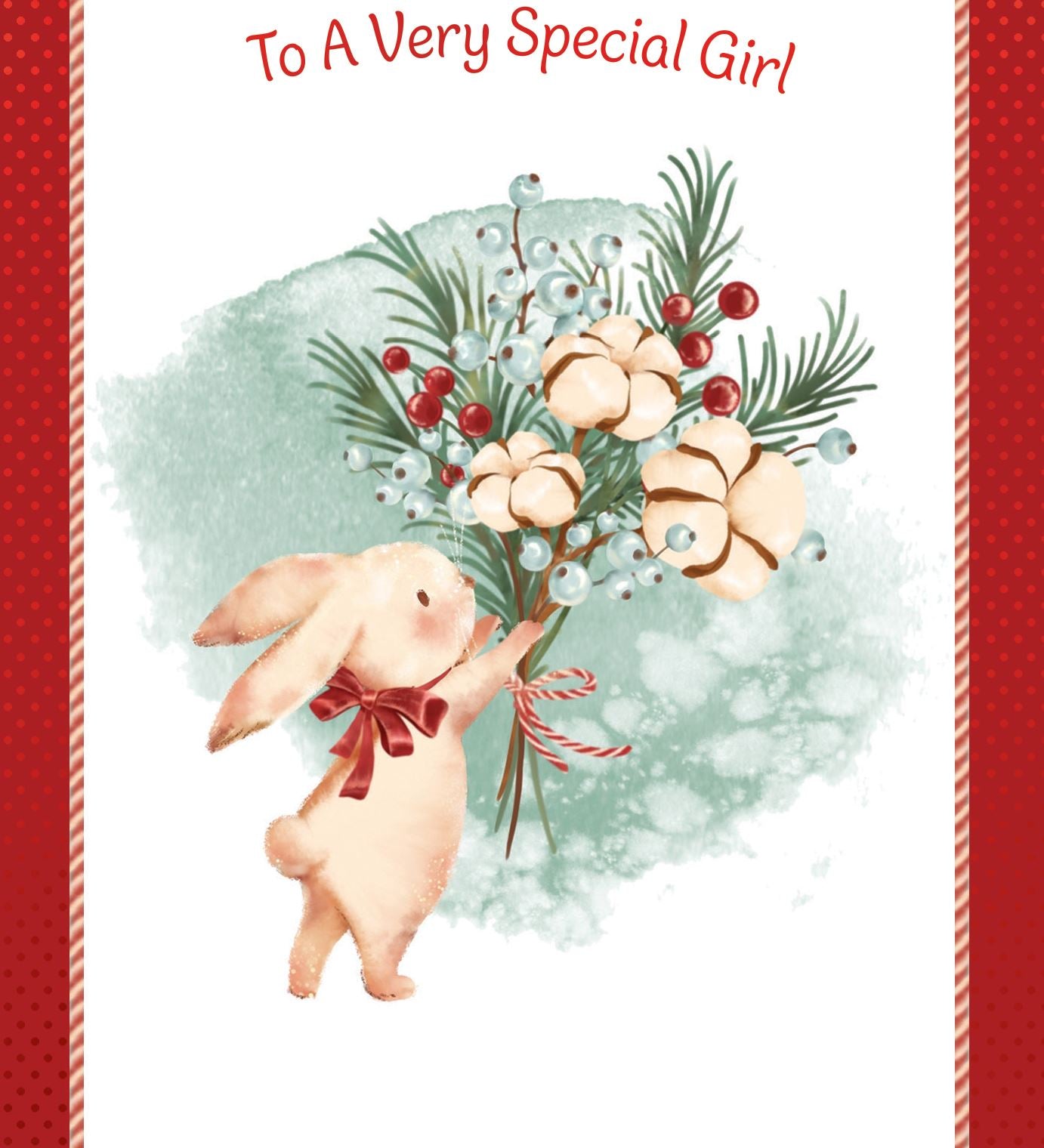 Pictura Christmas Card - To a Very Special Girl featuring a festive holiday greeting card design, available at Be Charmed