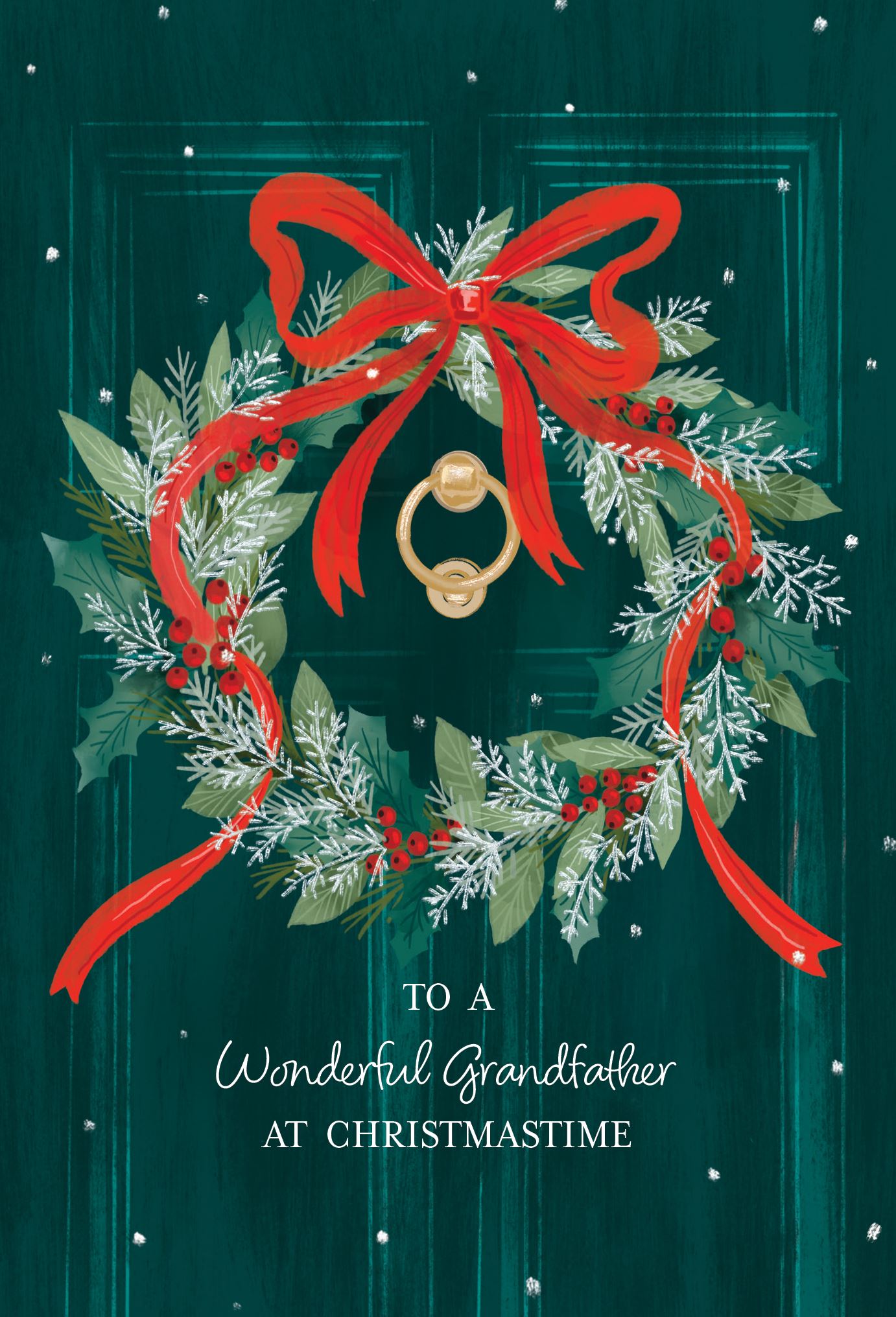 Pictura Christmas Card - To a Wonderful Grandfather at Christmastime featuring a festive wreath, available at Be Charmed
