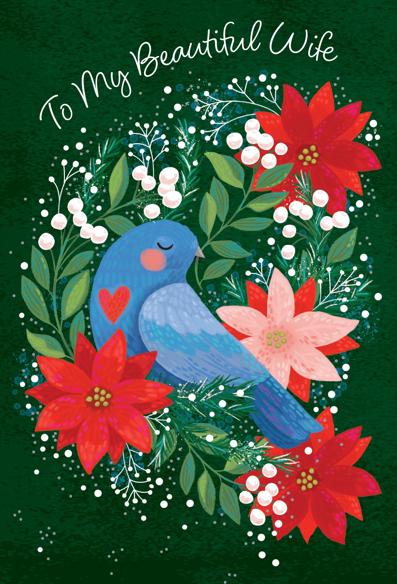 Pictura Christmas Card - To My Beautiful Wife featuring a festive holiday greeting card design, available at Be Charmed