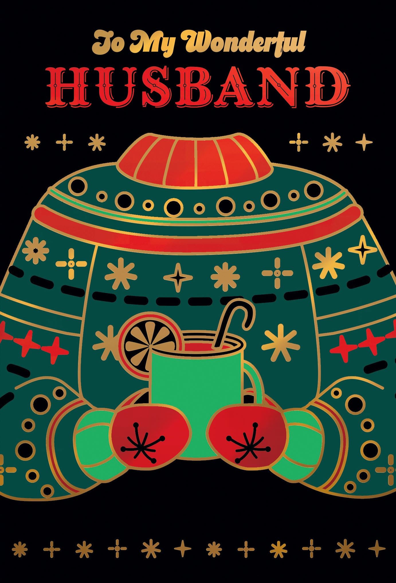 Pictura Christmas Card - To My Wonderful Husband featuring a festive holiday greeting card design, available at Be Charmed
