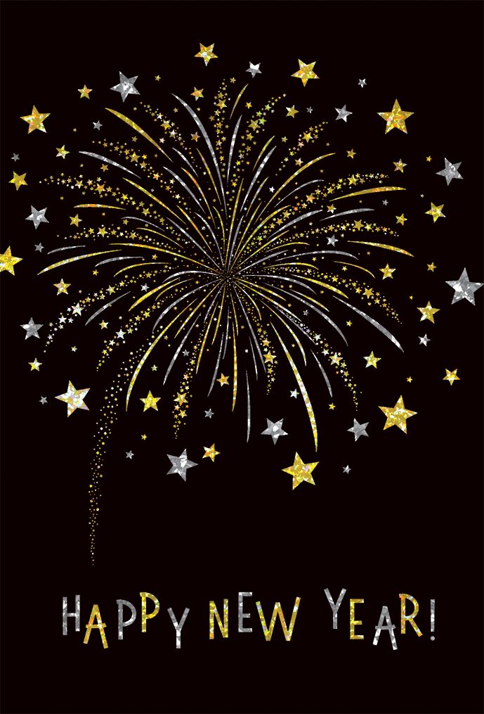 Pictura Happy New Year greeting card featuring a celebratory fireworks, available at Be Charmed