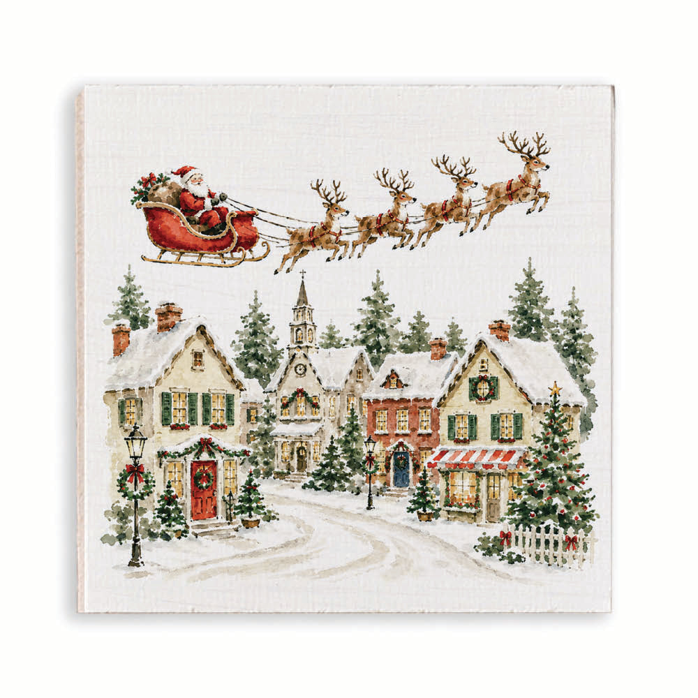 Rustic Marlin holiday village magnet featuring a festive winter illustration, available at Be Charmed